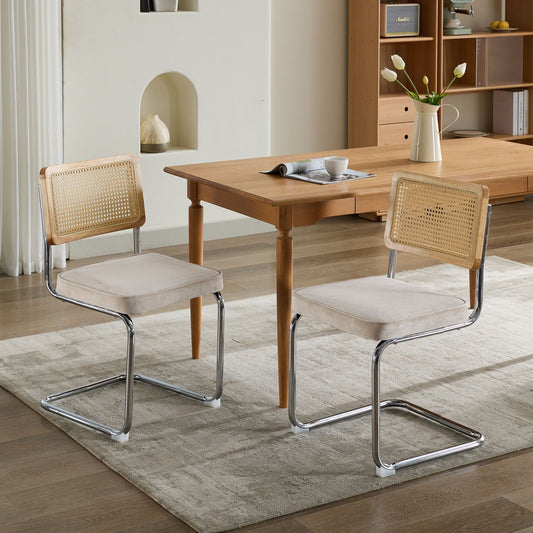 Lazzareschi Mid-Century Breuer Velvet Cane Chairs