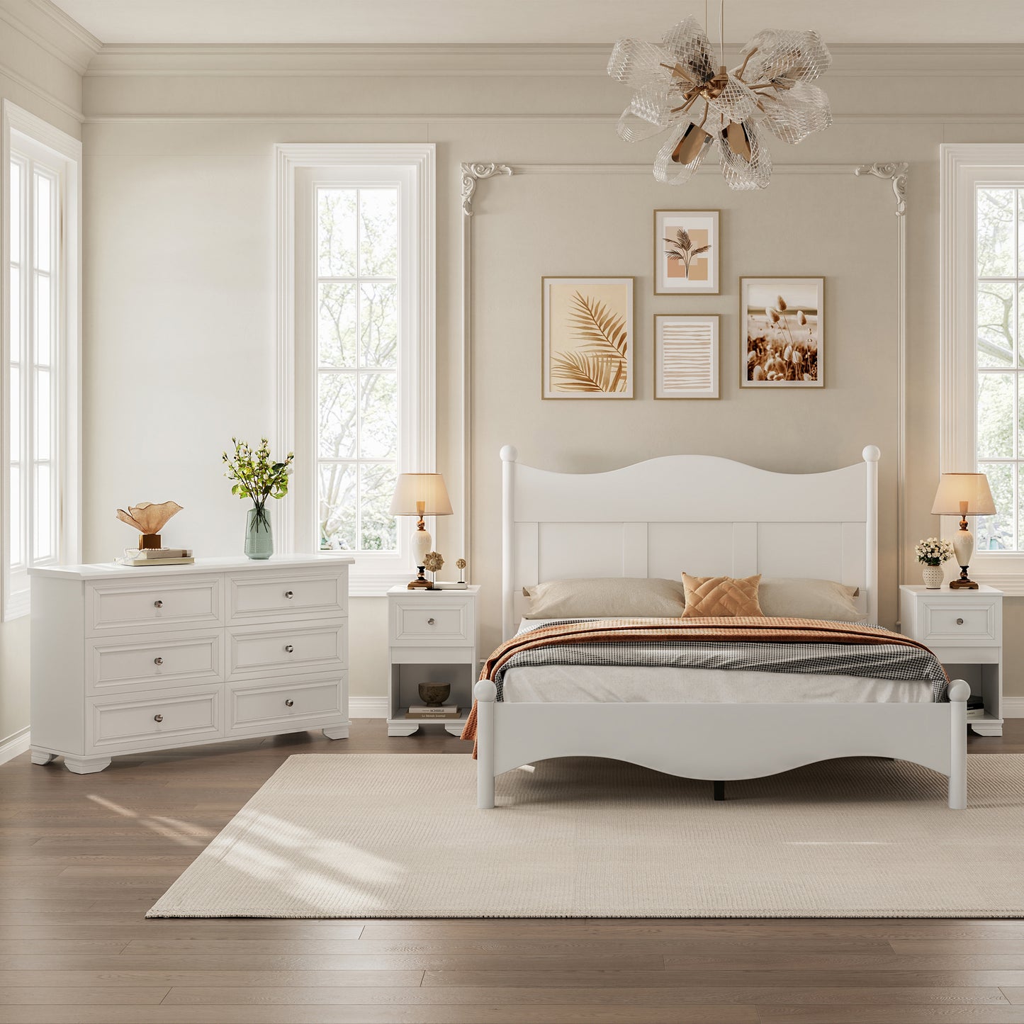 Elmcrest Mid-Century 4-Pieces Elegant Bedroom Sets