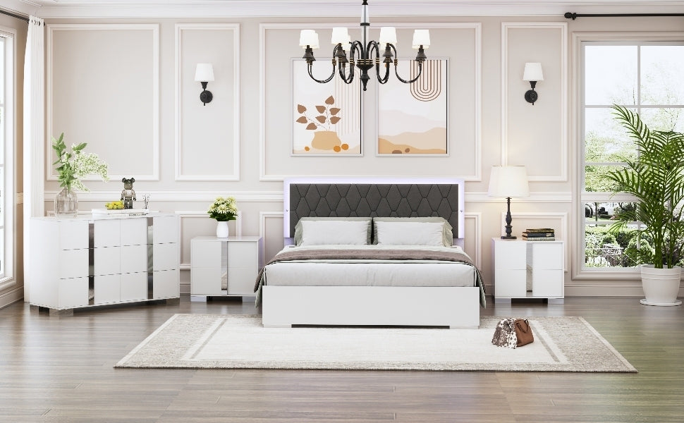 Sonoma Contemporary LED Upholstered Bedroom Set