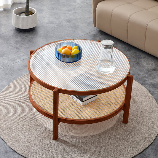 Marcel Modern Arden Wood Rattan Table