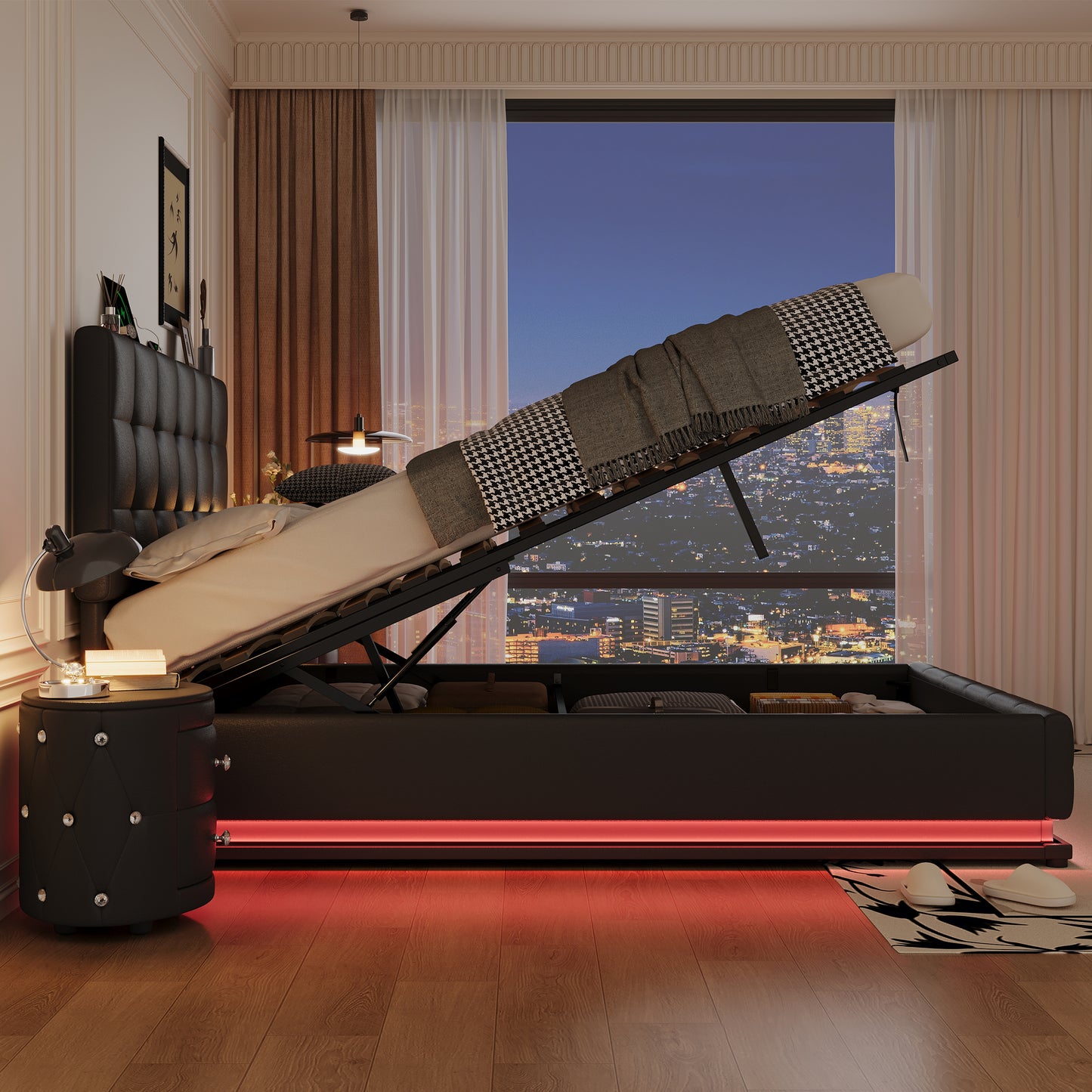 Napa Modern LED Storage Hydraulic Bedroom Set