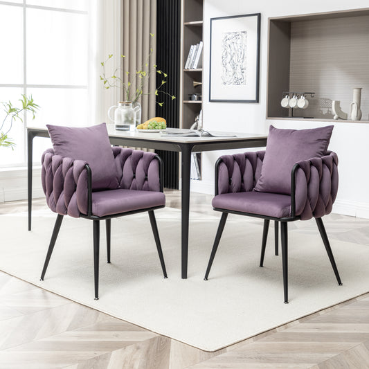 Marites Modern Velvet Weaving Dining Chairs Set