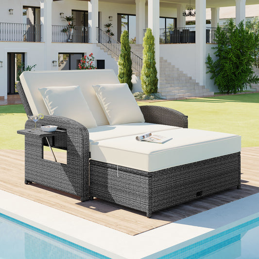Healdsburg Contemporary Wicker Rattan Reclining Daybed