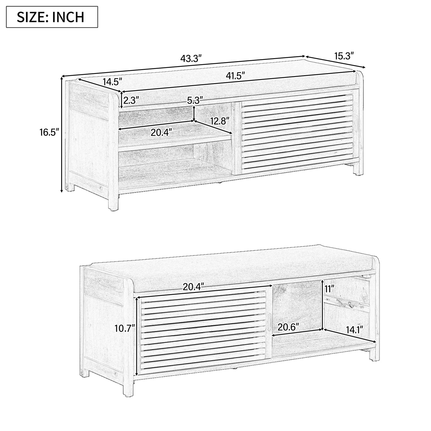 Lula Modern Shutter Storage Bench