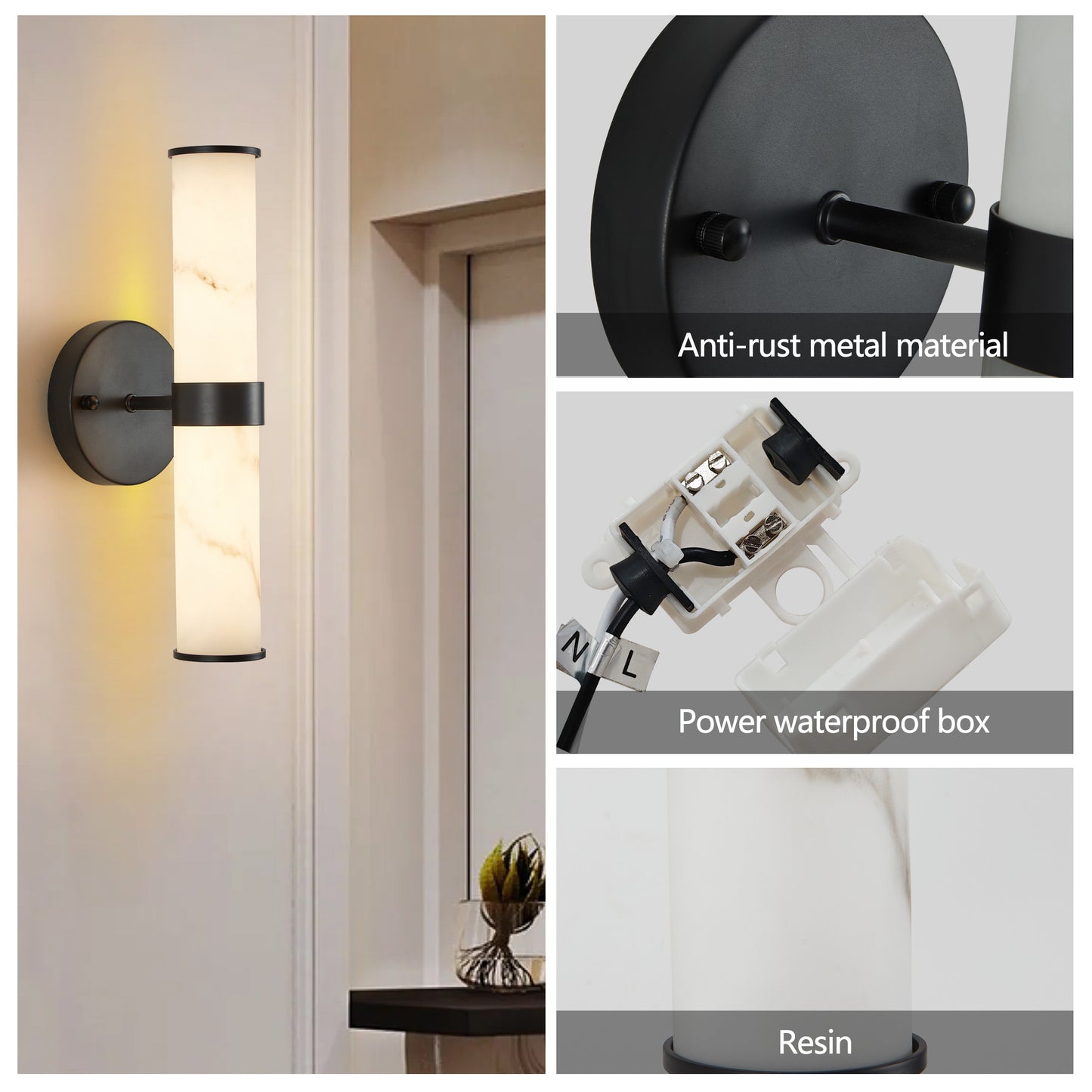 Luz Industrial Marble Texture Wall Light