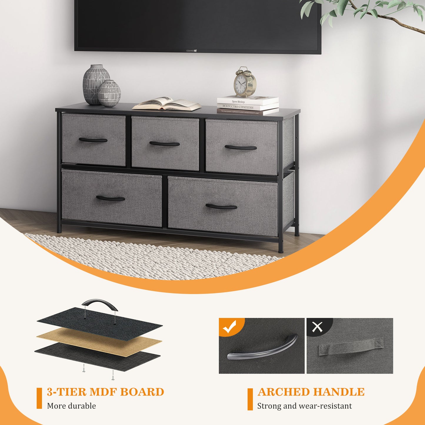 Luz Modern Fabric Dresser Cabinet Bedroom