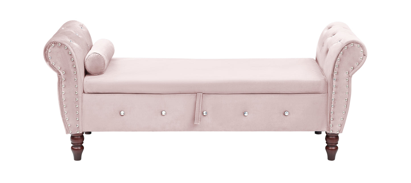 Fitch Mid-Century Velvet Crystal Storage Bench
