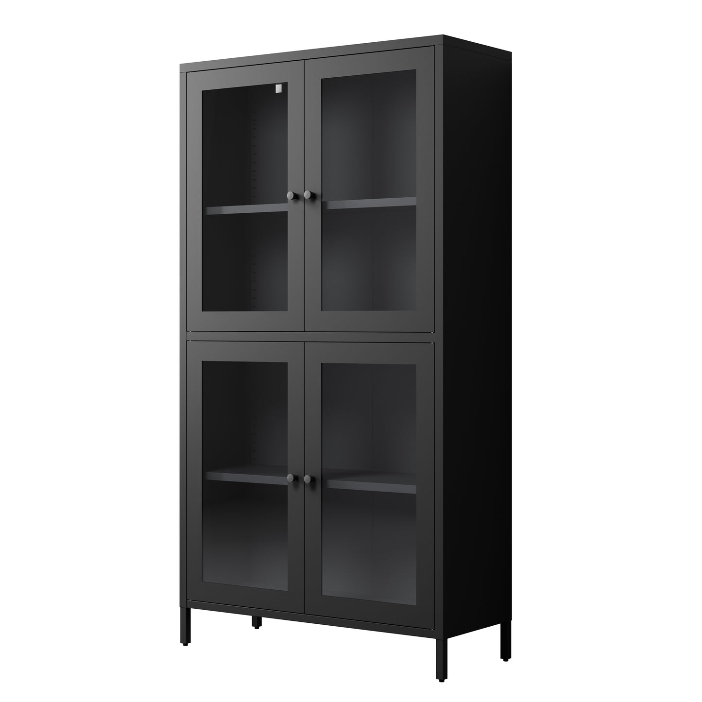 Elmcrest Modern Metal Glass Cabinet