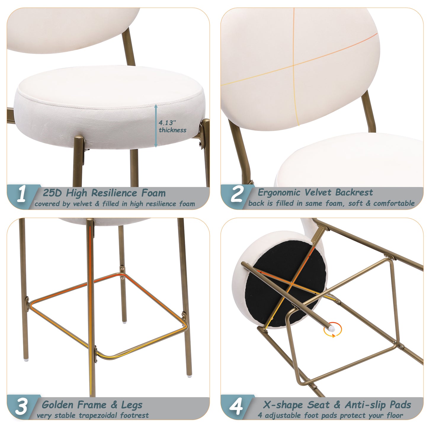 Irvington Modern Upholstered Velvet Stools