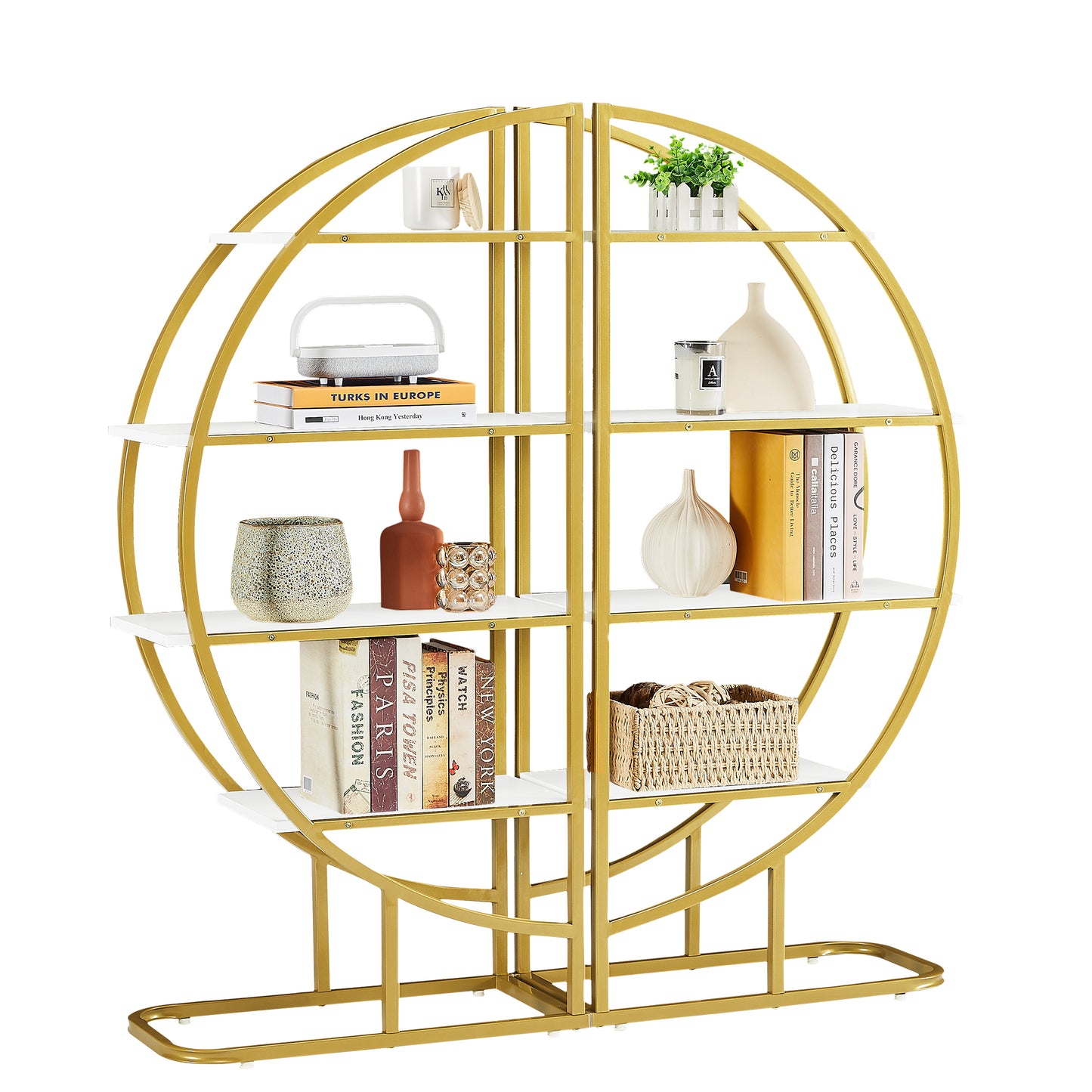 Emery Modern Metal Round Bookshelf