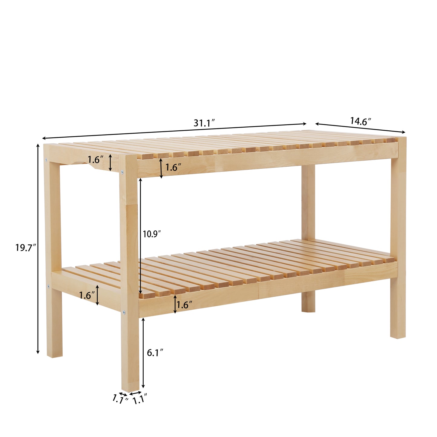Healdsburg Craftsman Birch 3-Tier Shoe Bench