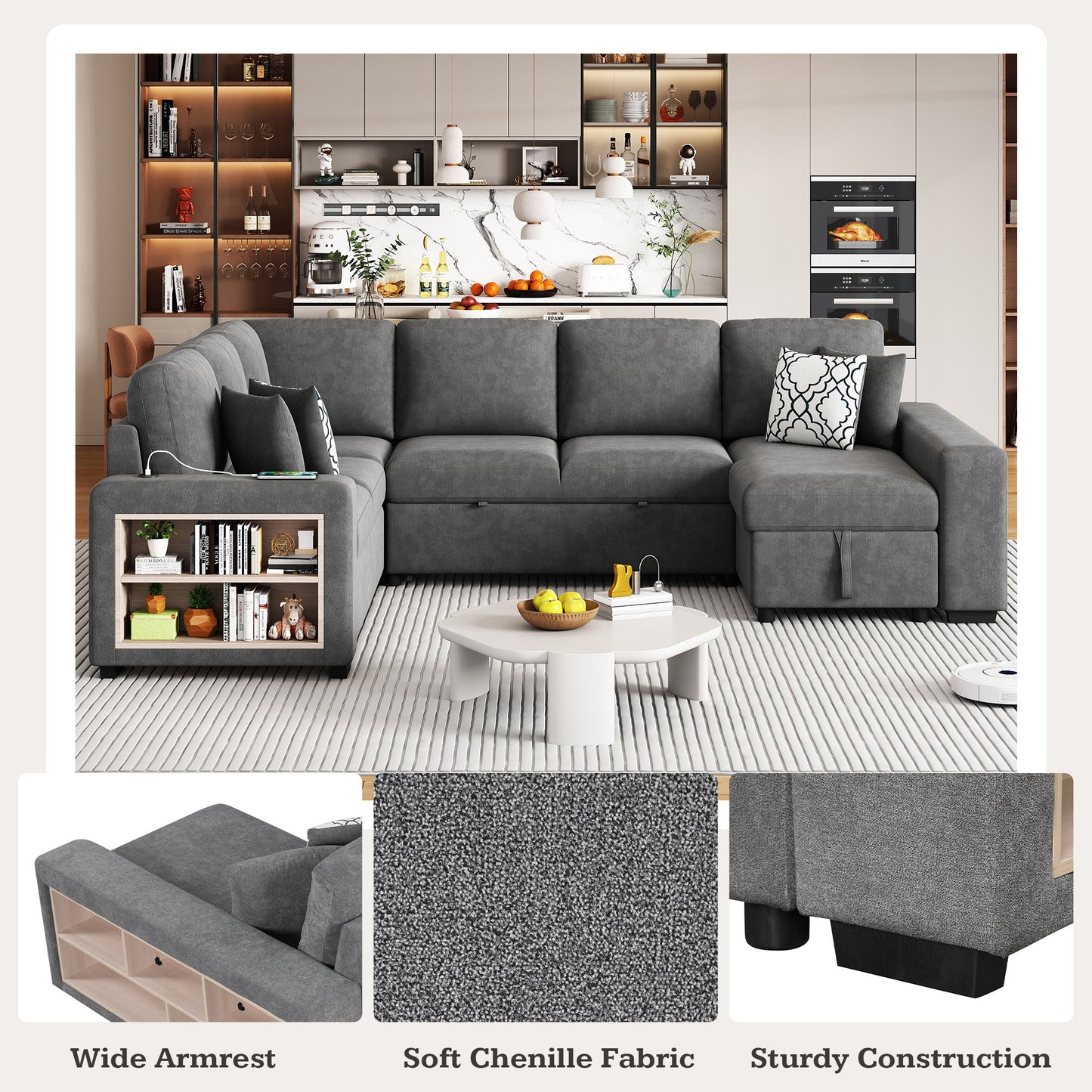 Lazzareschi Contemporary Pull-out Storage Sofa