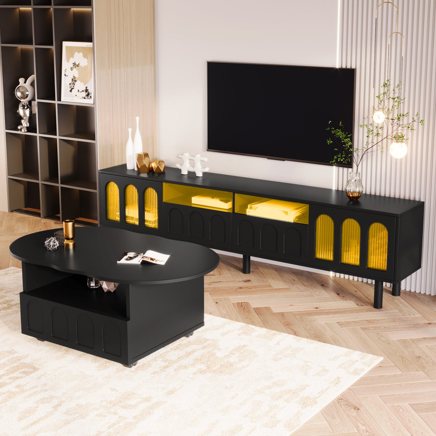 Kingsly Contemporary ON-TREND LED TV Stand