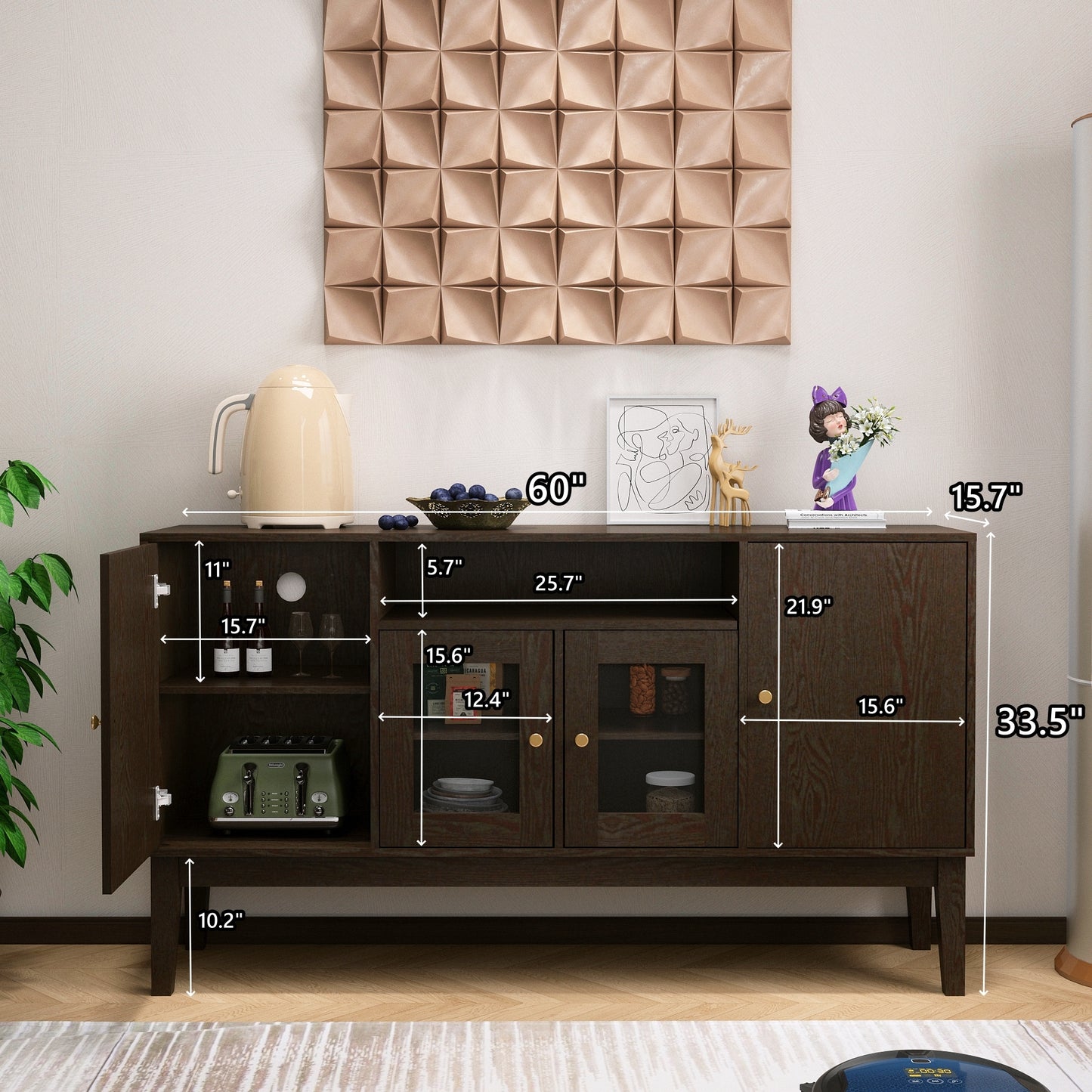 Oakridge Traditional Velvet Sideboard Console Table