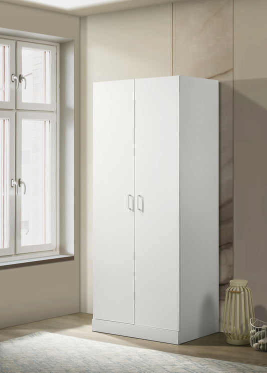 Lazzareschi Modern Michael Double Door Wardrobe with Shelf and Hanging Rod