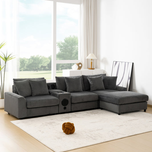 Somerset Contemporary Corduroy Cloud Sectional Sofa