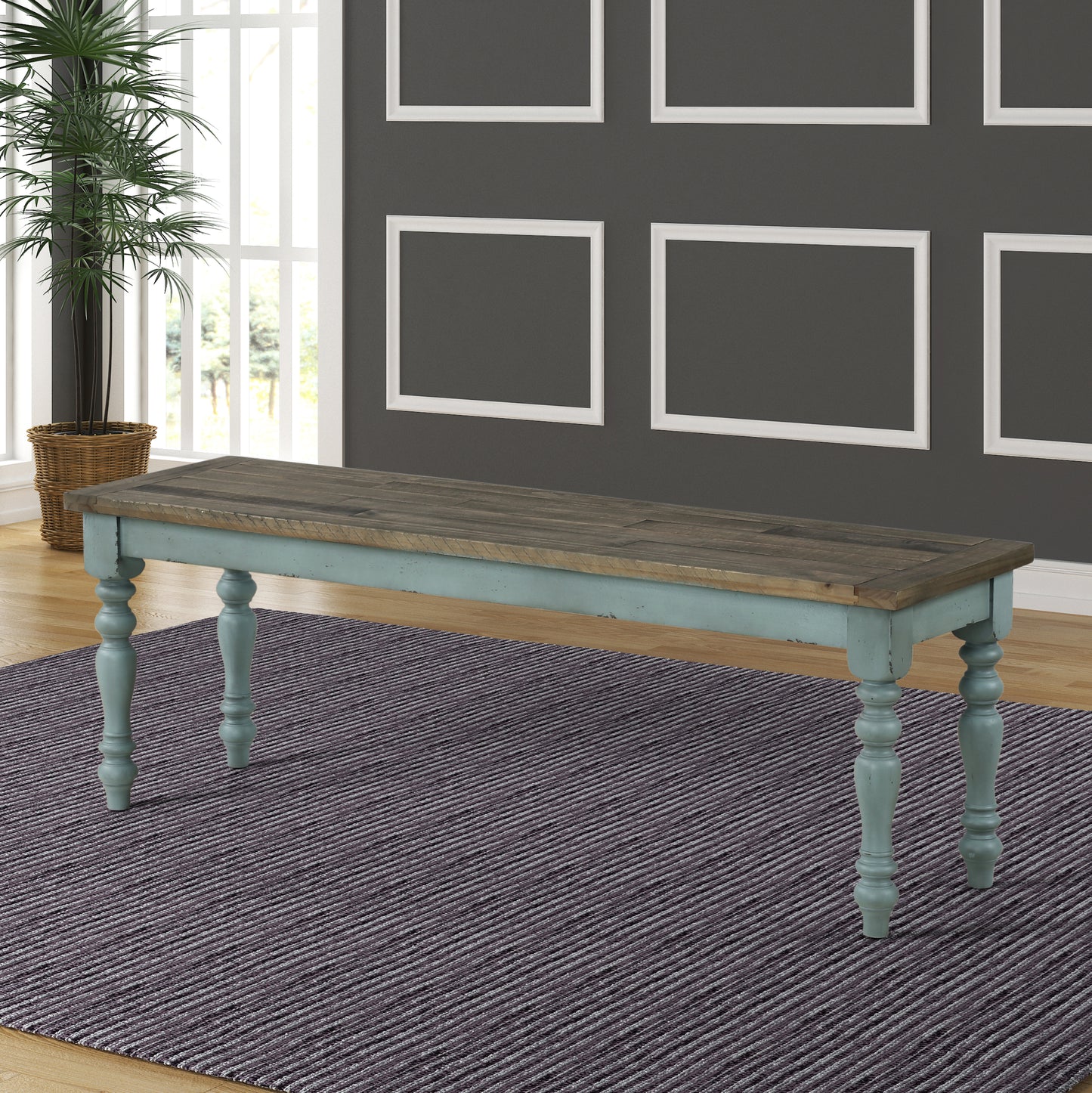Kingsly Craftsman Velvet Dining Bench