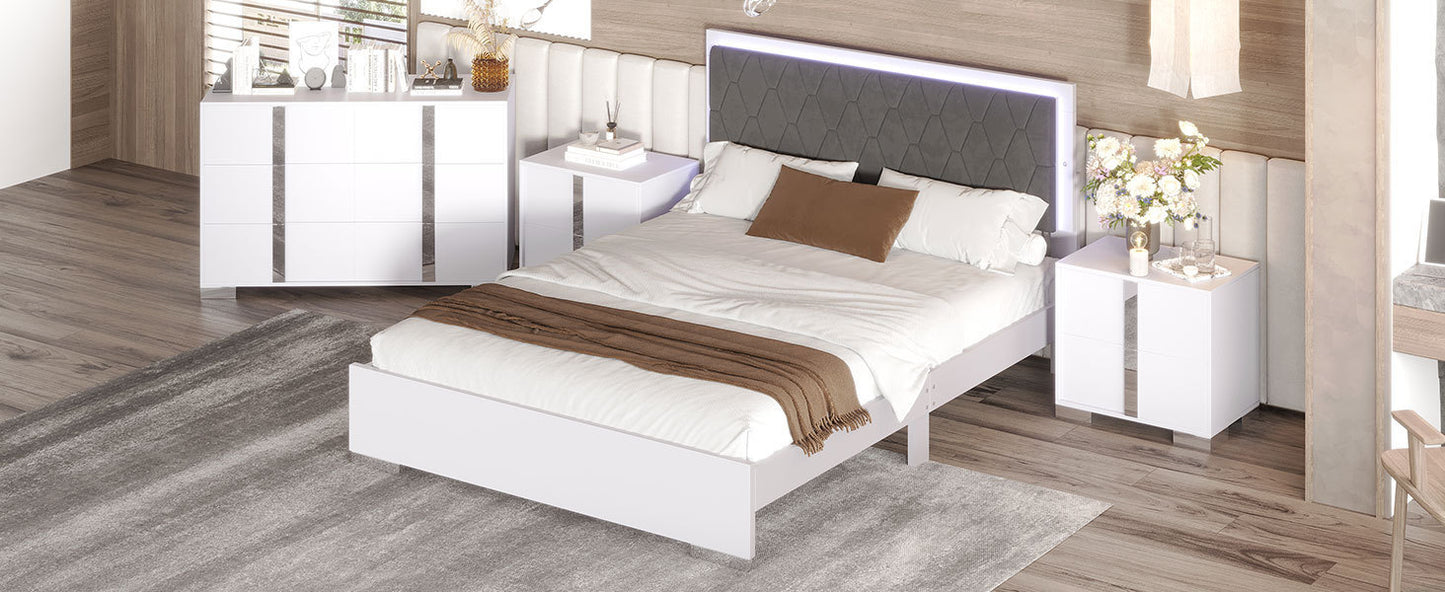 Sonoma Contemporary LED Upholstered Bedroom Set