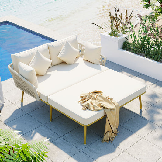 Ghivi Modern Nylon Rope Patio Daybed