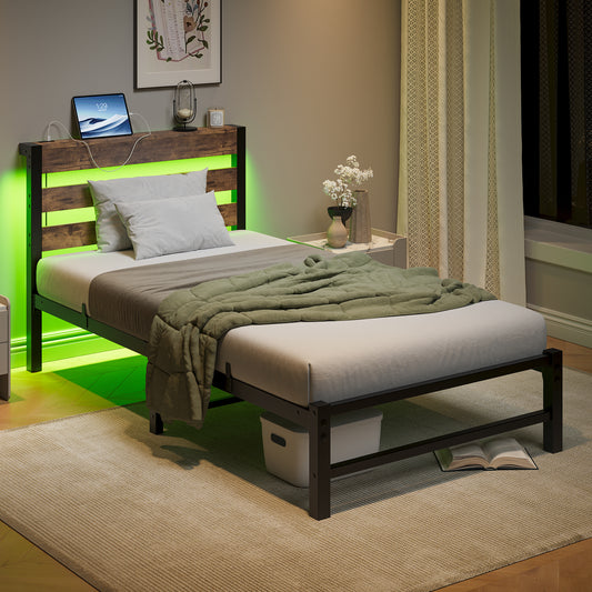 Sonoma Modern Twin Platform Bed Frame with USB & LED
