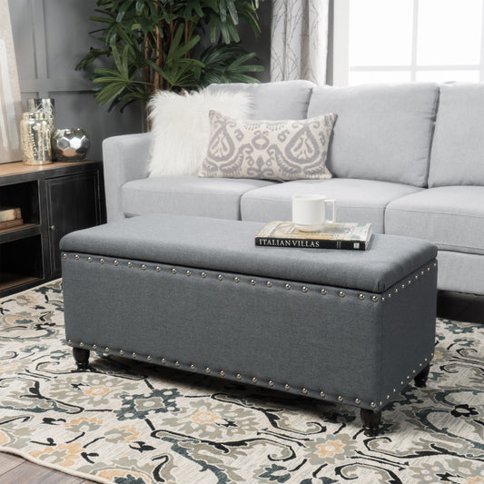 Mission Contemporary Velvet Storage Ottoman