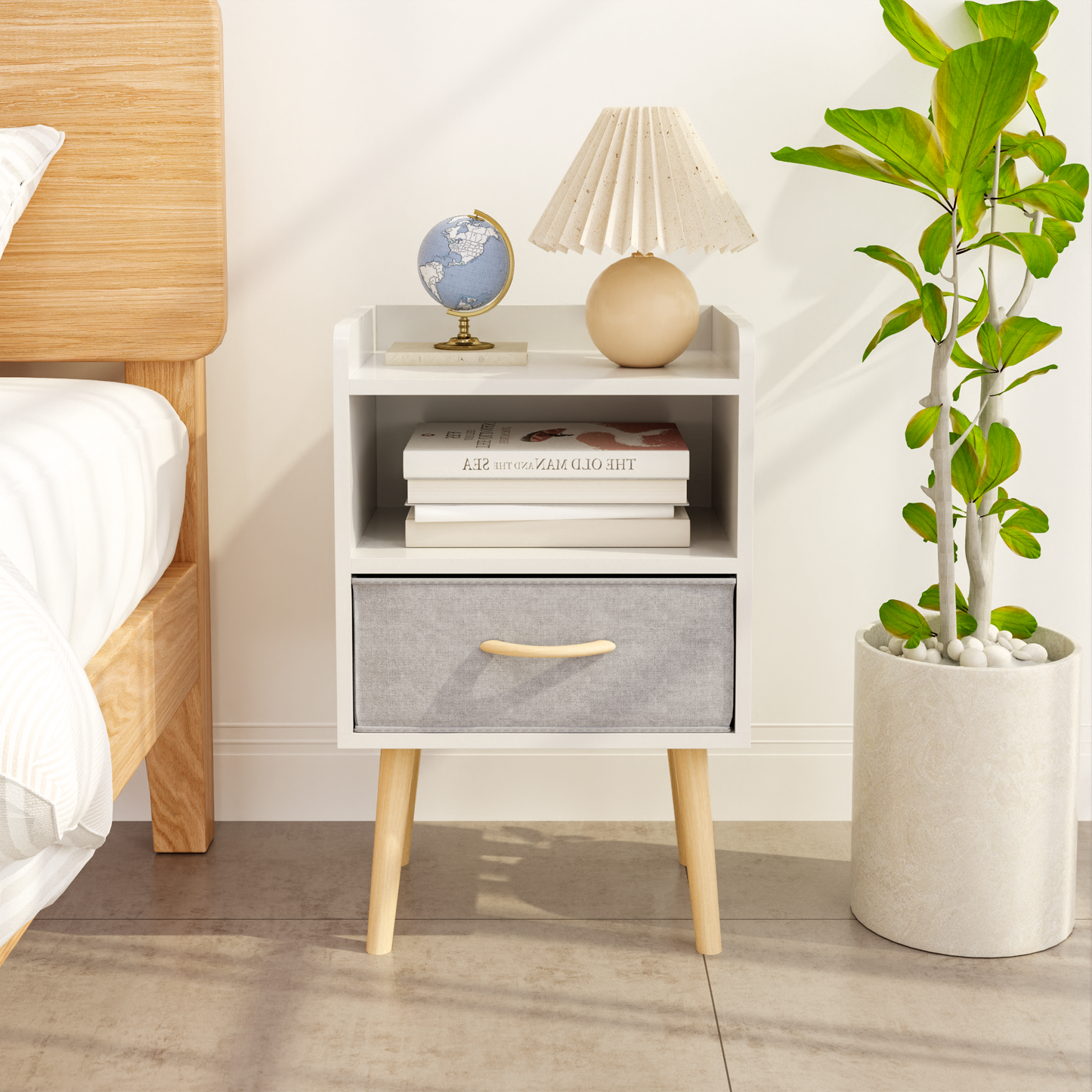 Jiron Contemporary Fabric Drawer Nightstand