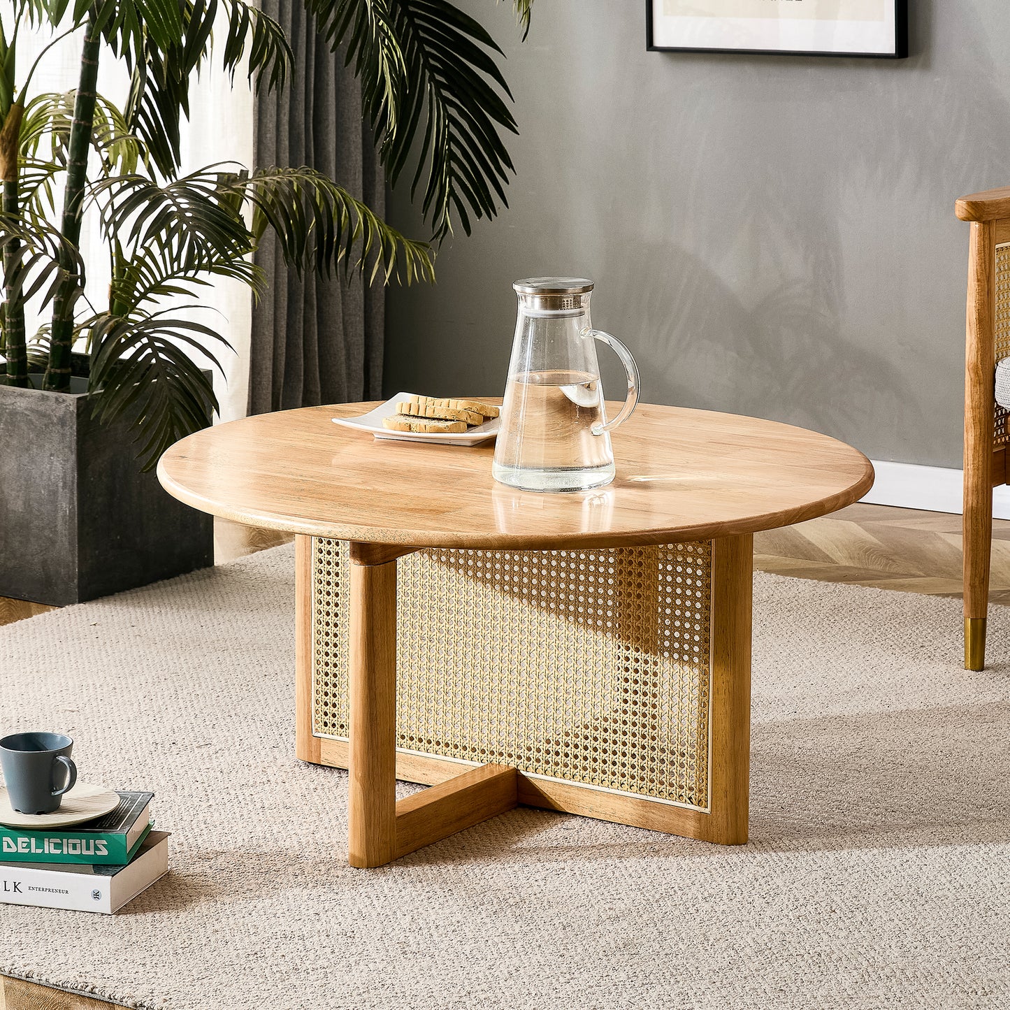 Calista Mid-Century Natural Faux Coffee Table