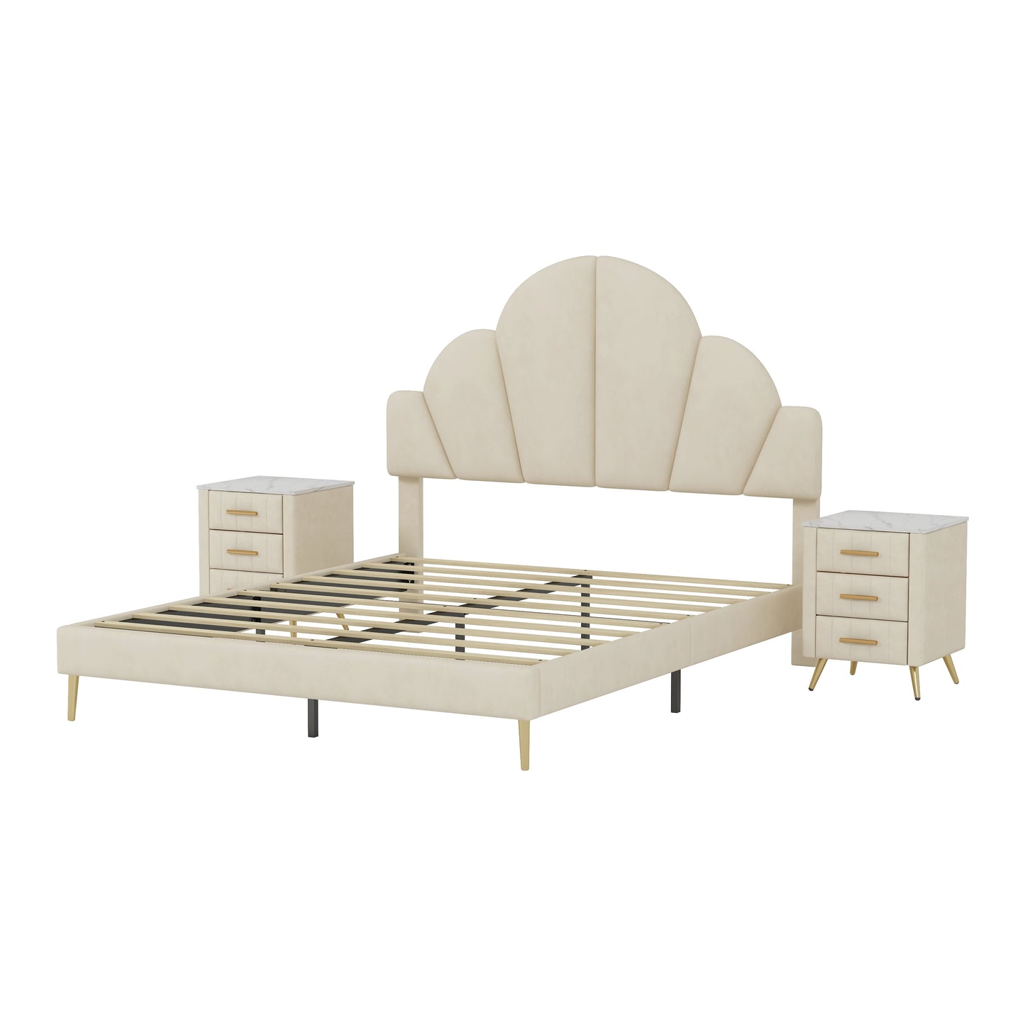 Somerset Modern Velvet Petal Bedroom Set