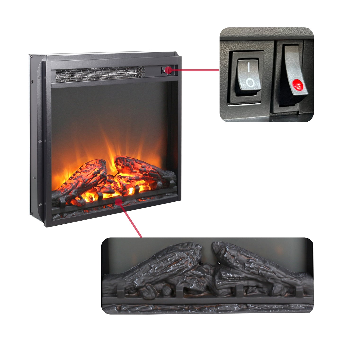 Kingsly Contemporary UltraThin Electric Fireplace