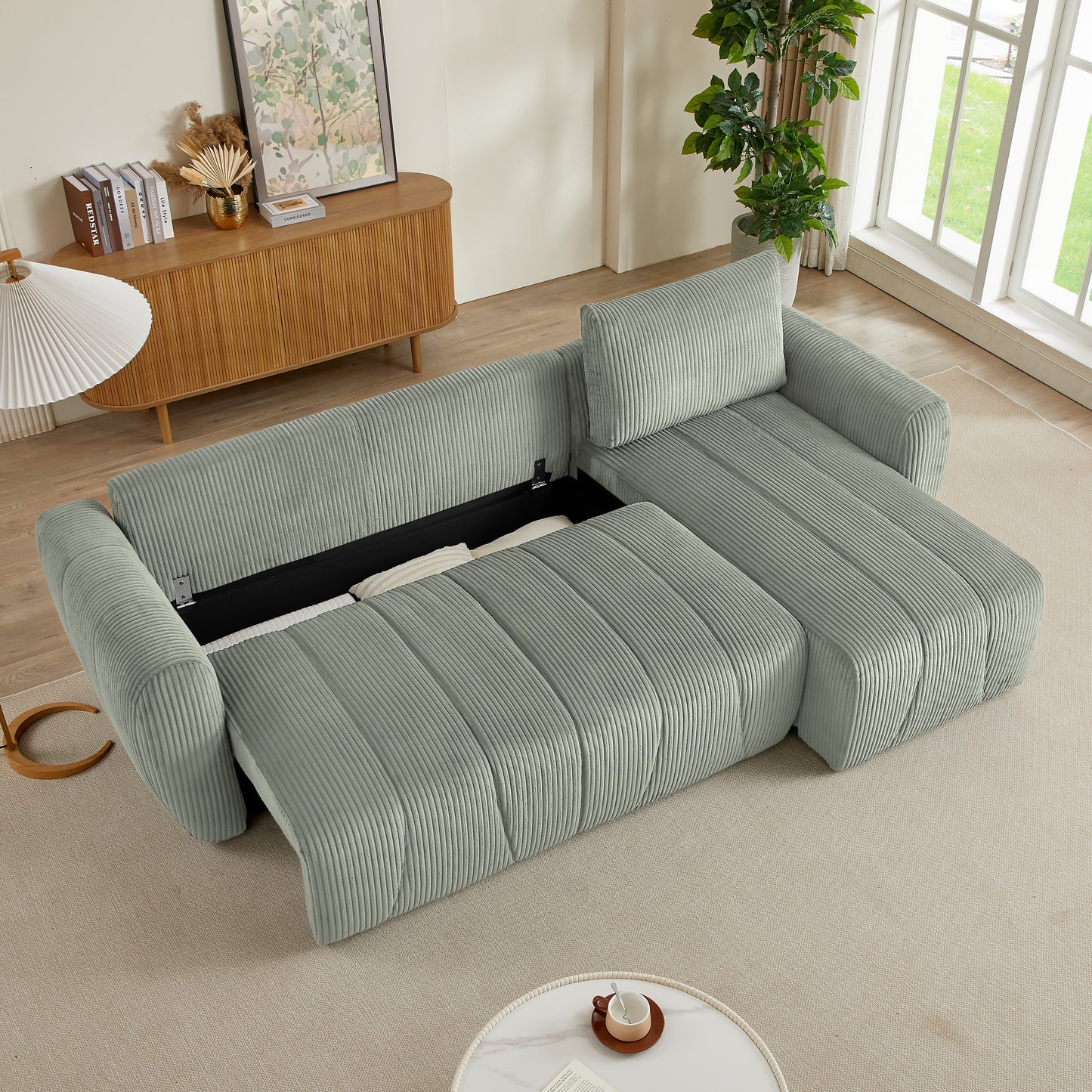 Marcel Mid-Century Convertible L-Shaped Sofa