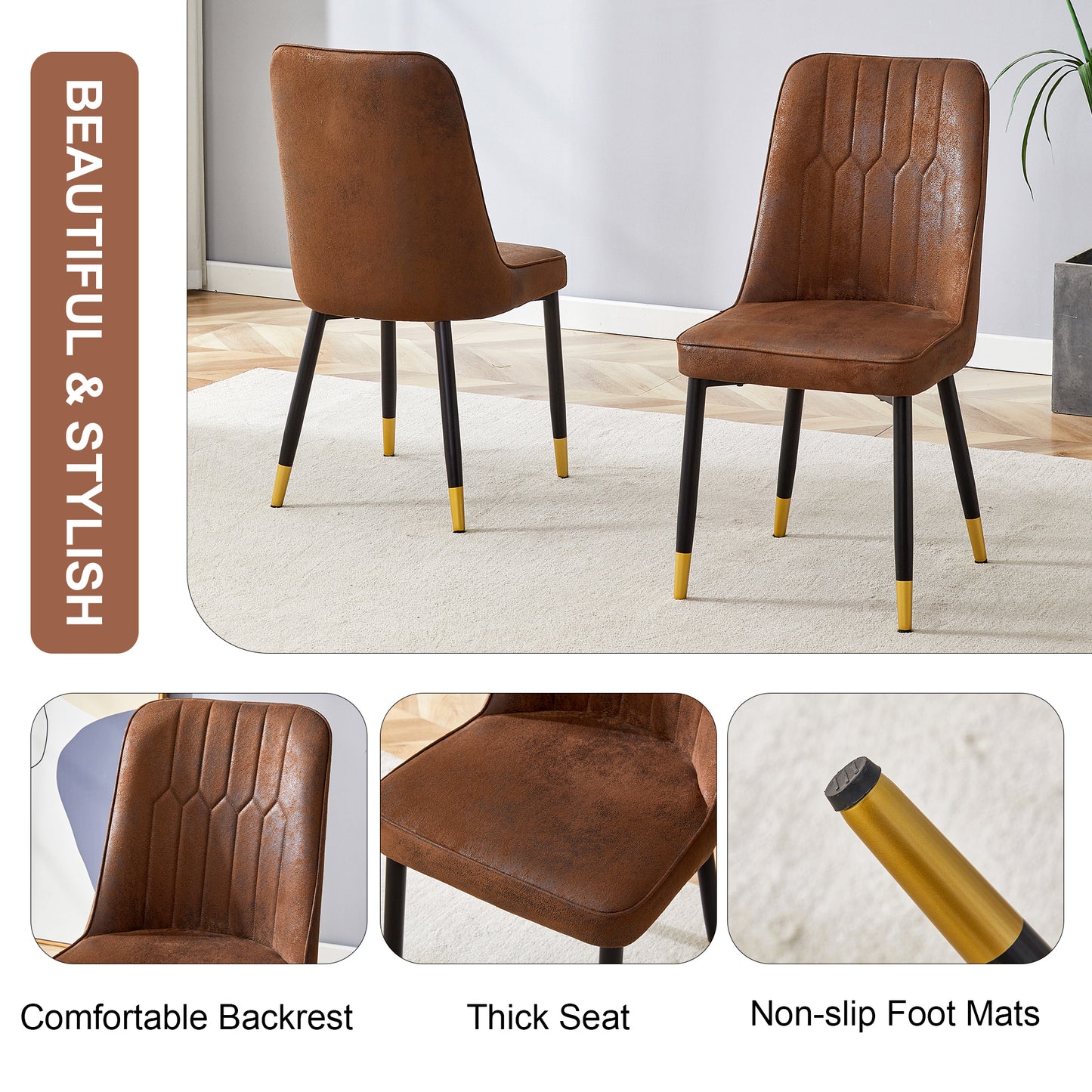 Justo Contemporary Velvet Metal legs Dining Chairs