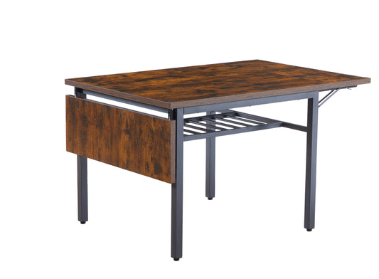 Justo Industrial Folding Dining Table with Thick Tabletop, for Dining & Living Room