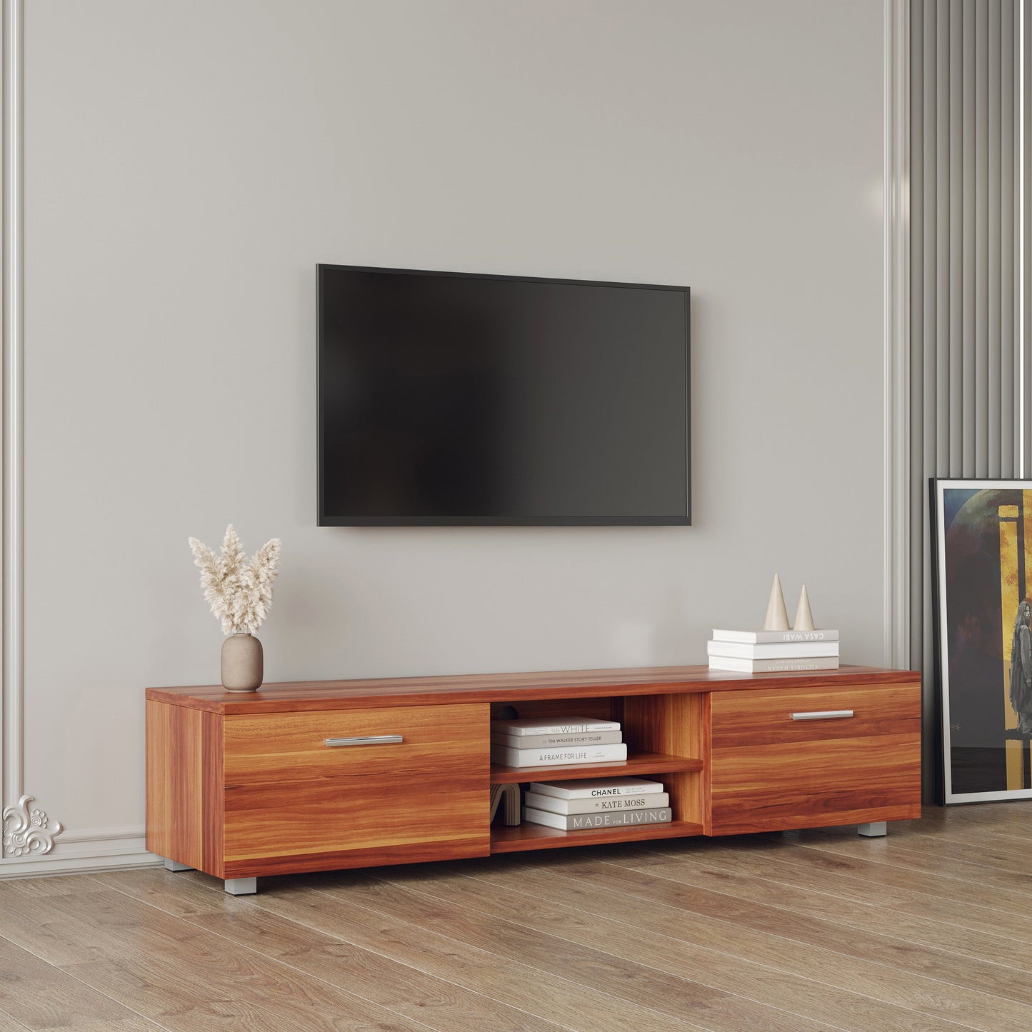 Emery Modern Walnut TV Stand Cabinet Entertainment