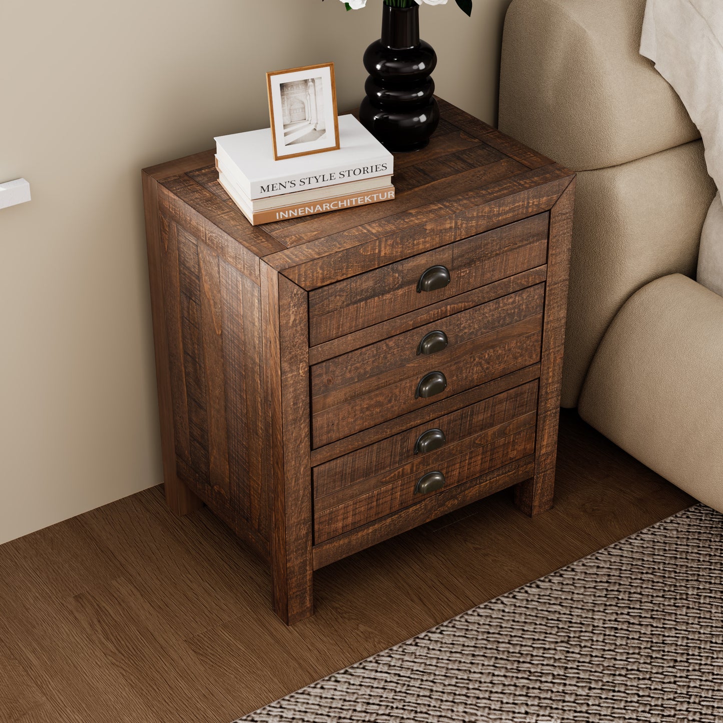 Ghivi Craftsman Rustic Nightstand