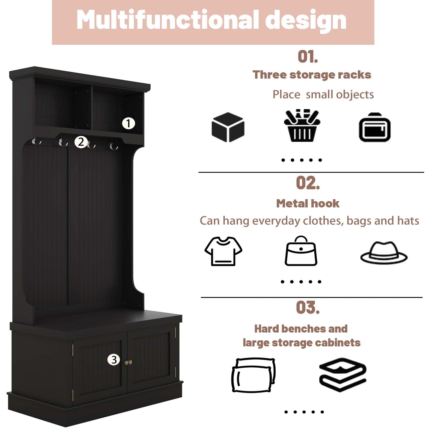 Niles Modern Storage Bench Coat Rack