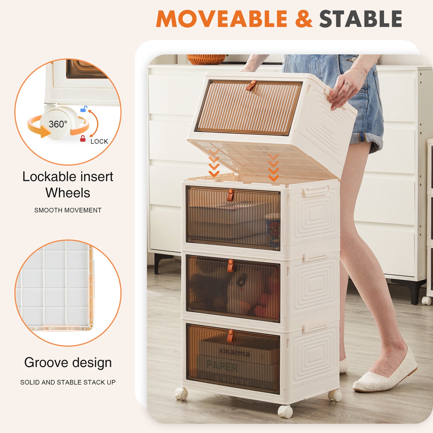 Amity Modern Stackable Storage Bins Organizers