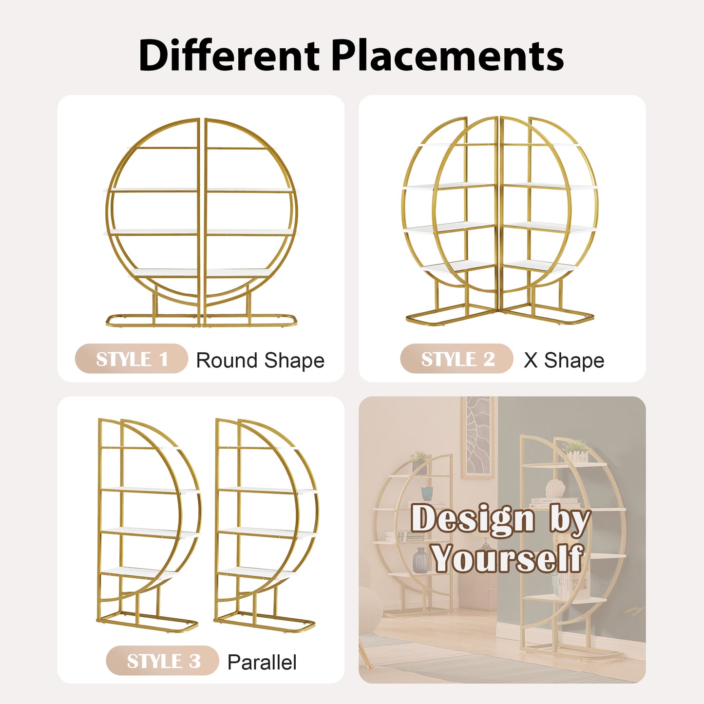 Emery Modern Metal Round Bookshelf