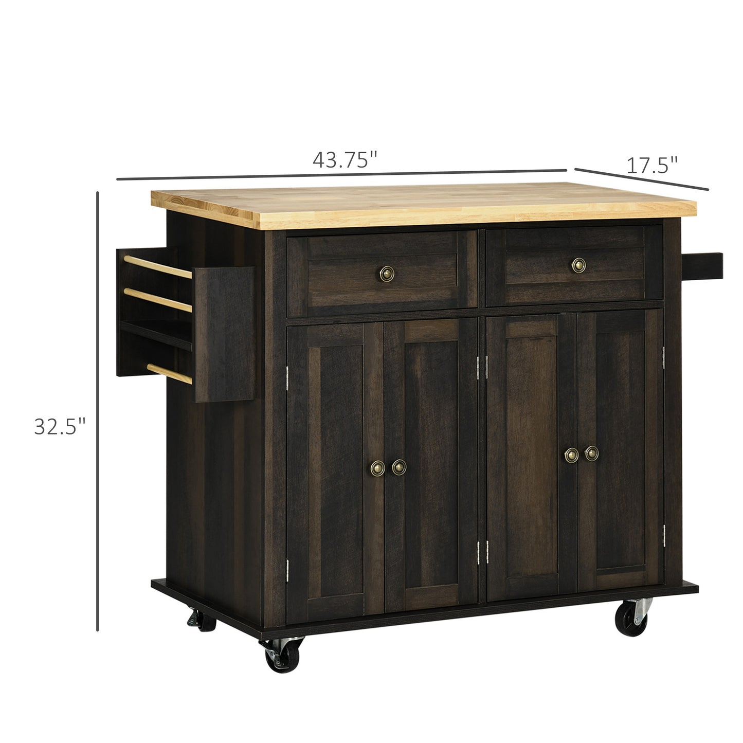 Centerville Modern Rolling Oak Kitchen Cart
