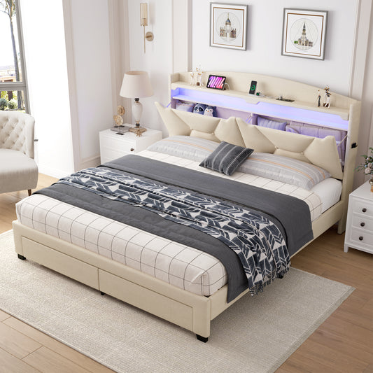 Jiron Modern Queen Storage Headboard with LED Lights