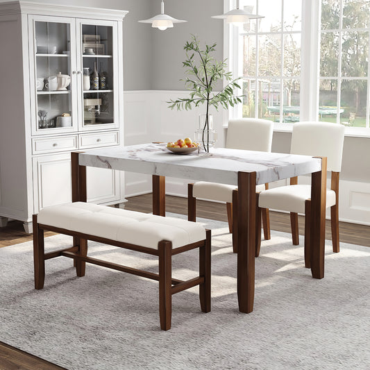 Warmsprings Modern 4-Piece Modern Faux Marble Dining Set