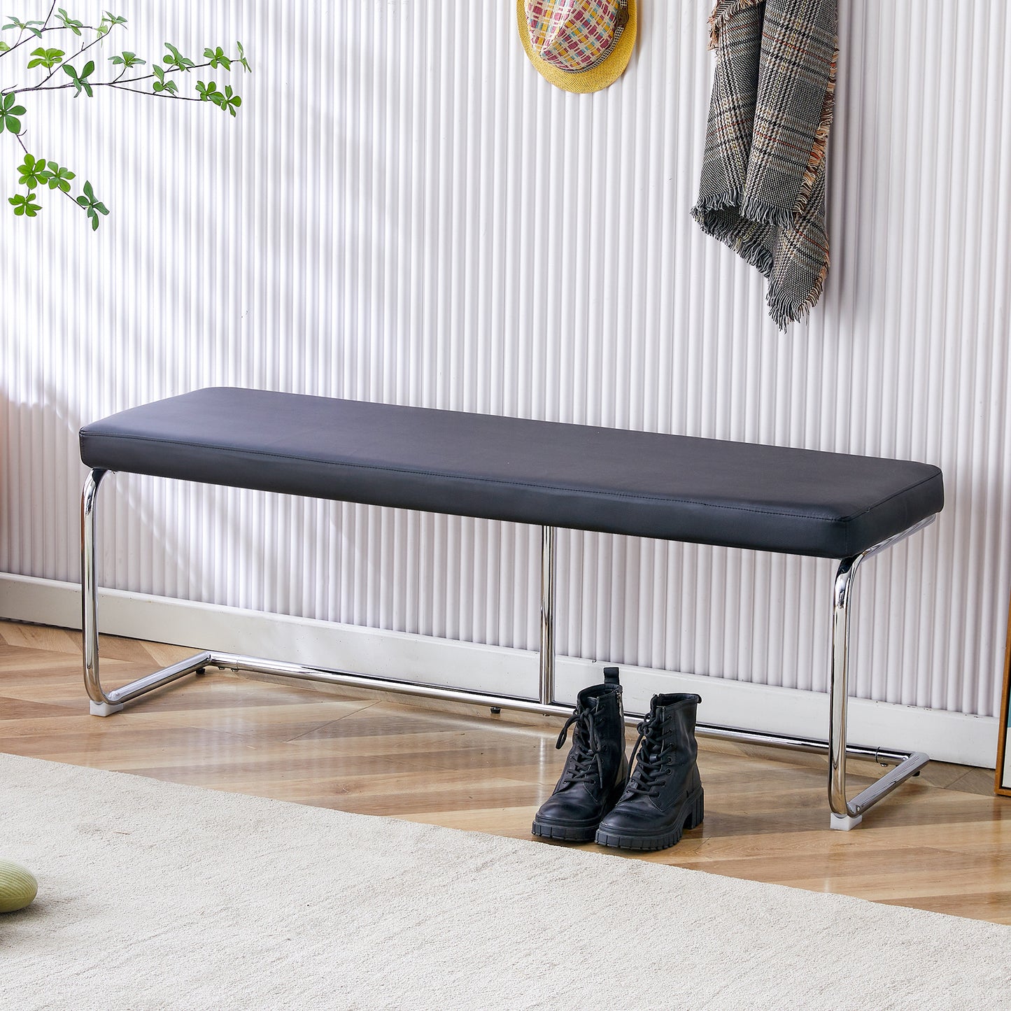 Marcel Industrial Black Shoe Bench