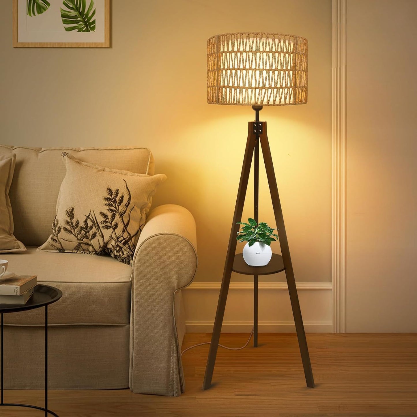 Lula Mid-Century Tripod Boho Shelf Lamp