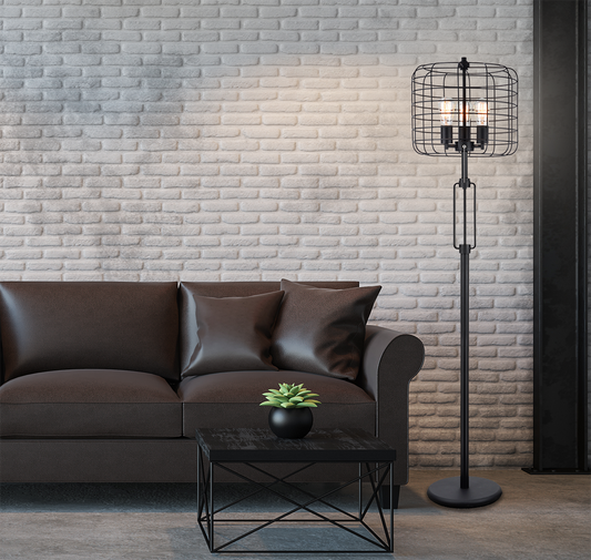 Warmsprings Industrial Cage Edison Floor Lamp