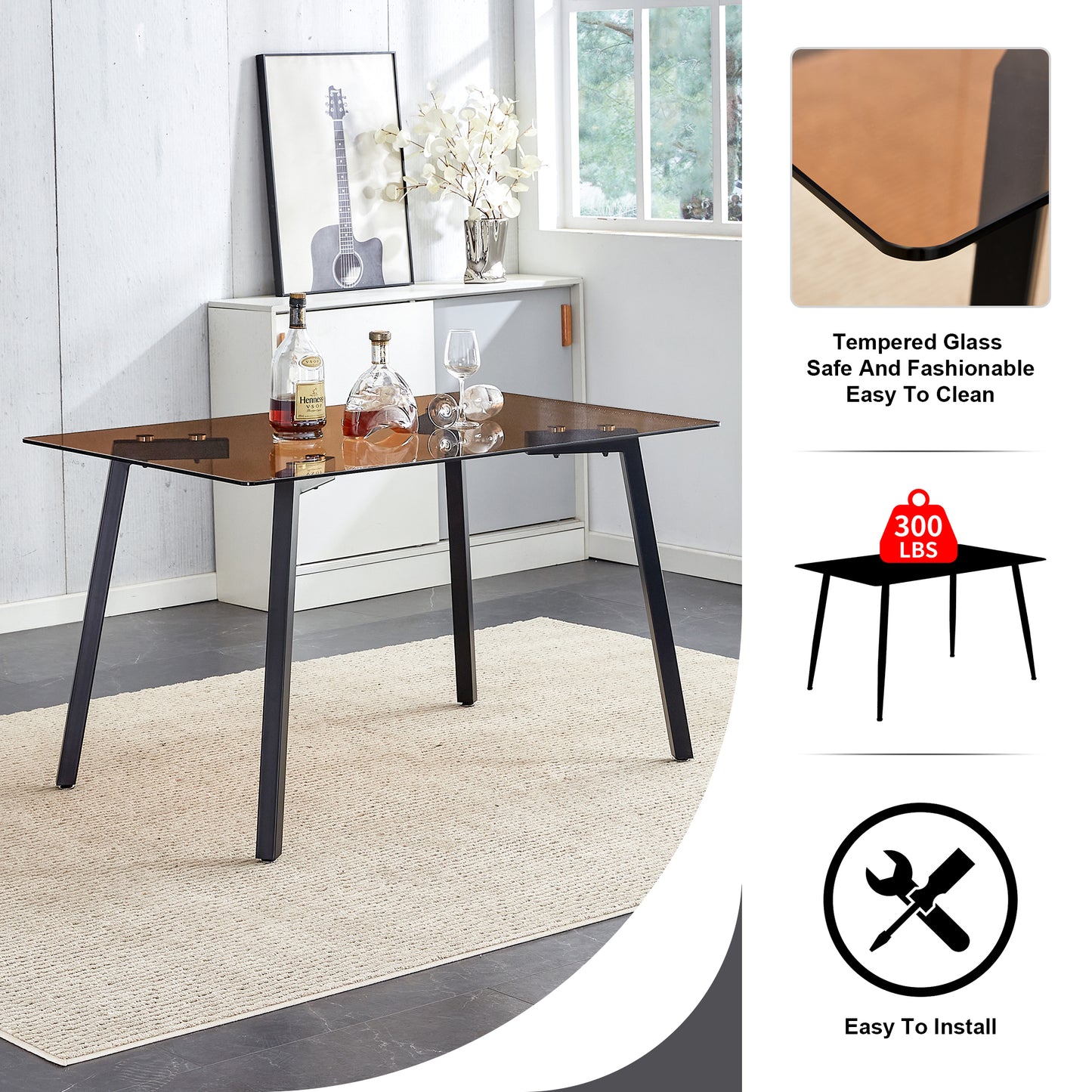 Lazzareschi Modern Glass Dining Table