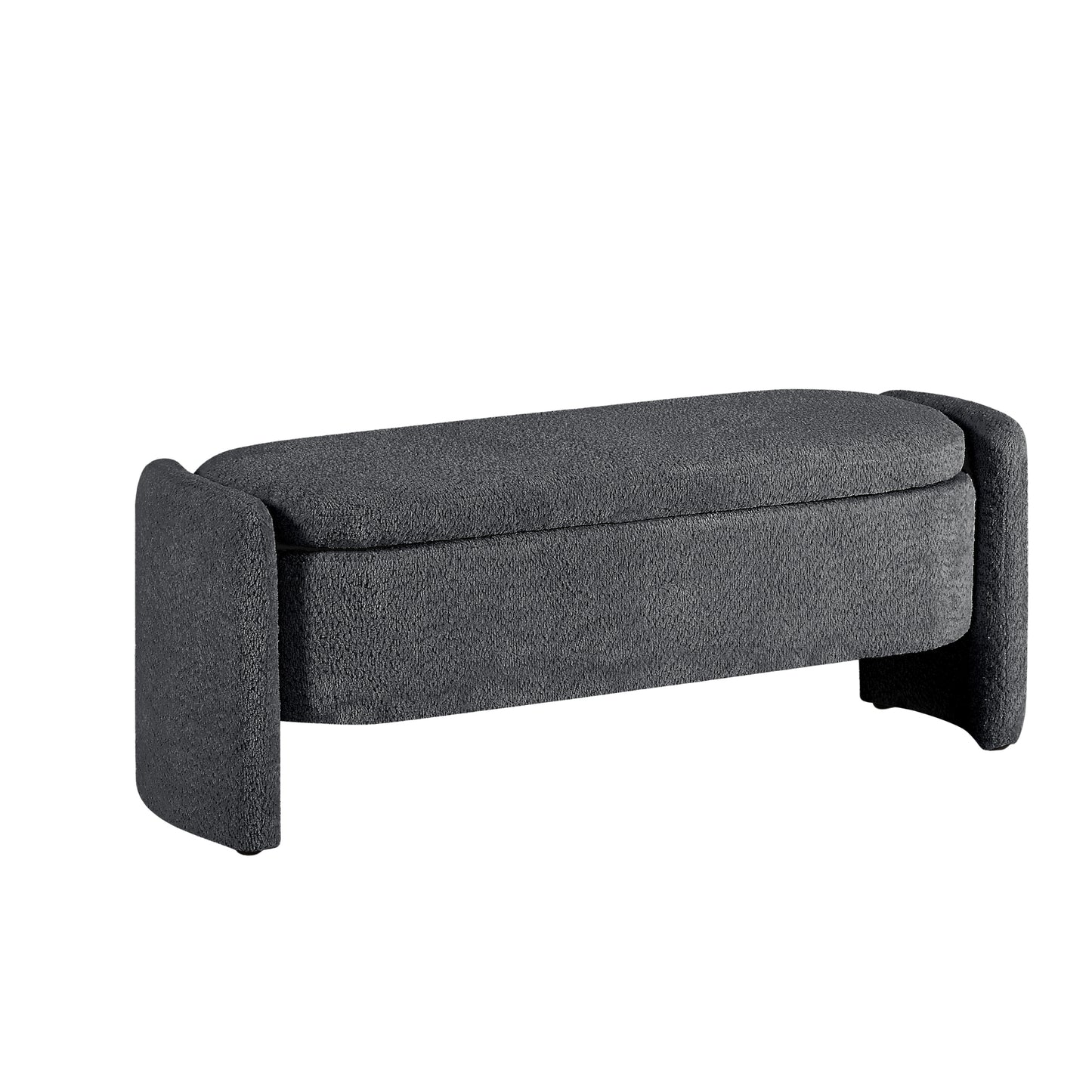 Kingsly Modern Oval Storage Fleece Ottoman