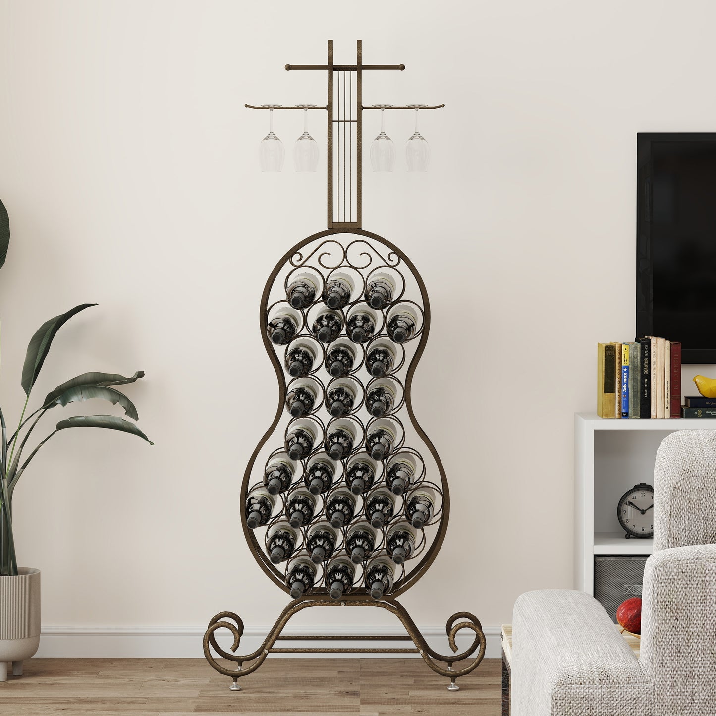 Mission Industrial Cello Shape Wine Bakers Rack