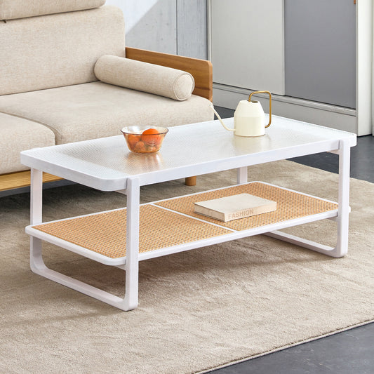 Irvington Modern Rattan Edge Coffee Table