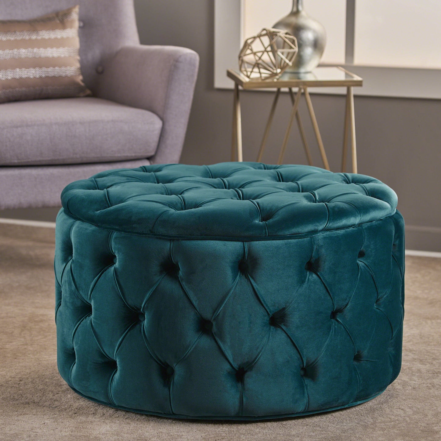 Somerset Contemporary Velvet Ottoman