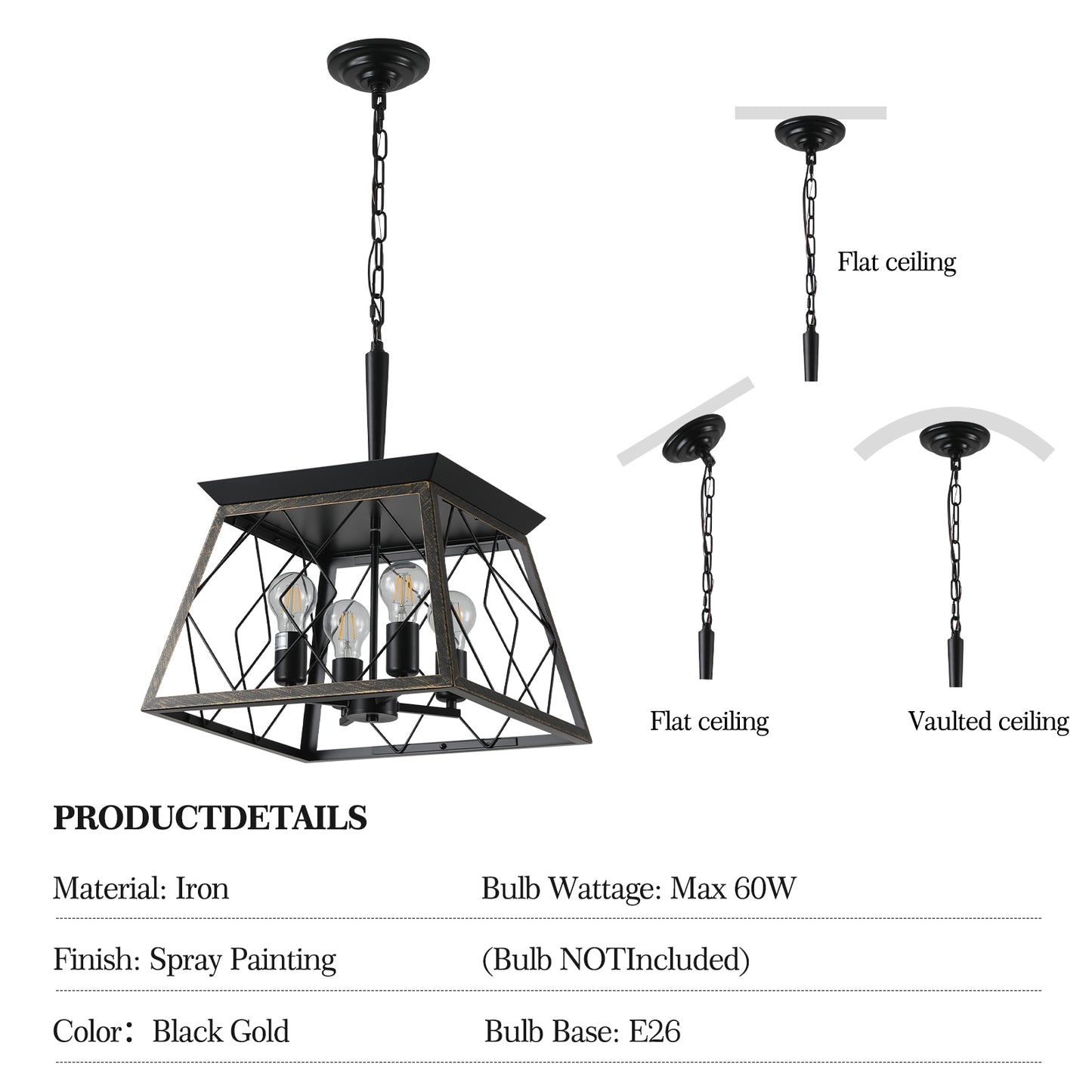 Kingsly Industrial Light Vintage Chandelier