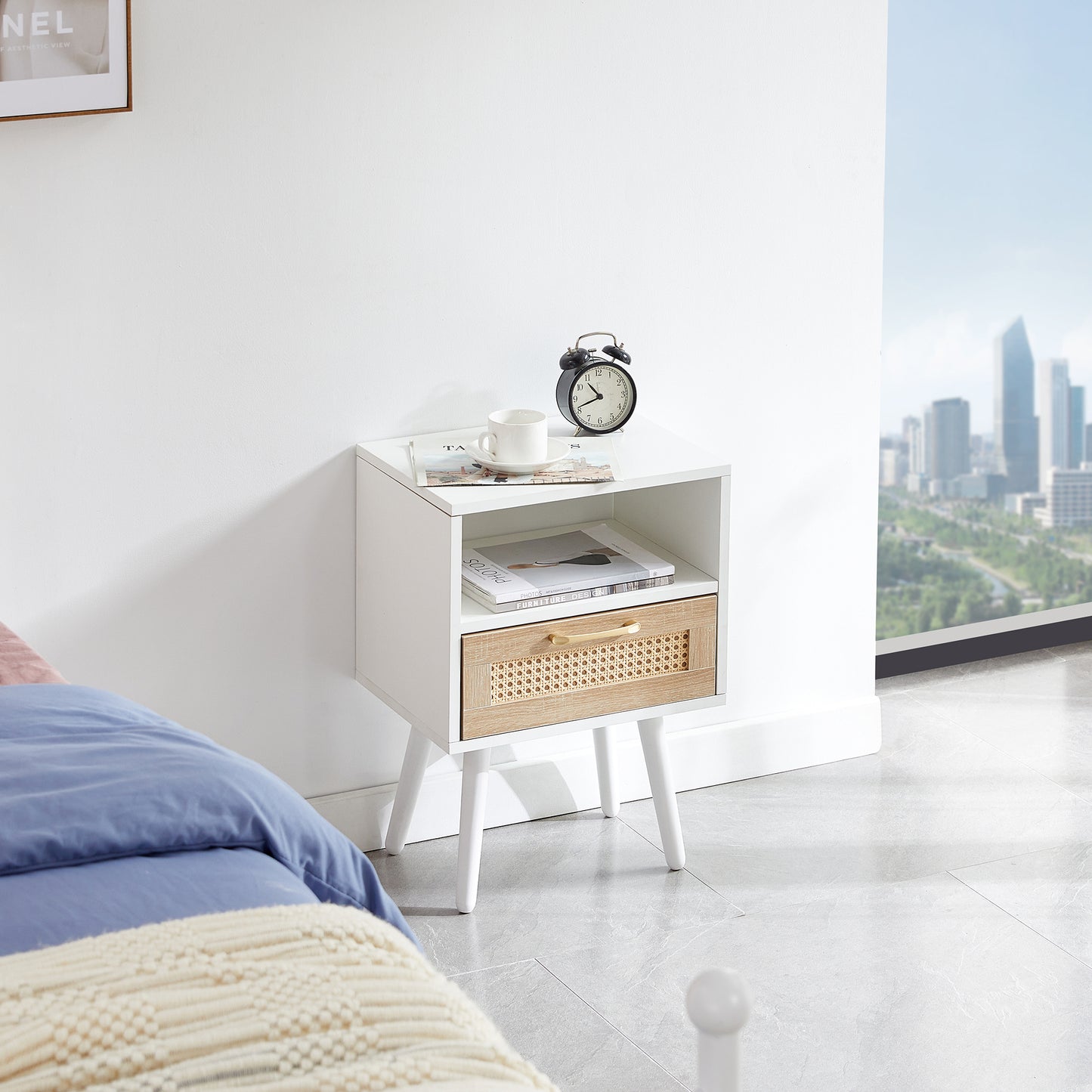 Lazzareschi Modern Rattan Wood End Table